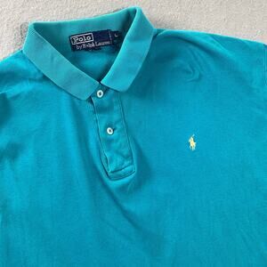 Vintage Polo Ralph Lauren Polo Shirt Mens Large Blue Short Sleeve Pony Logo